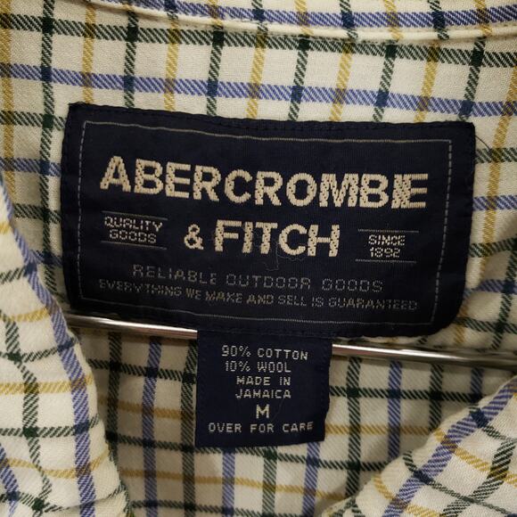 Abercrombie & Fitch Shirt Mens Medium Multicolor Check Wool Blend Button Down - Picture 10 of 11